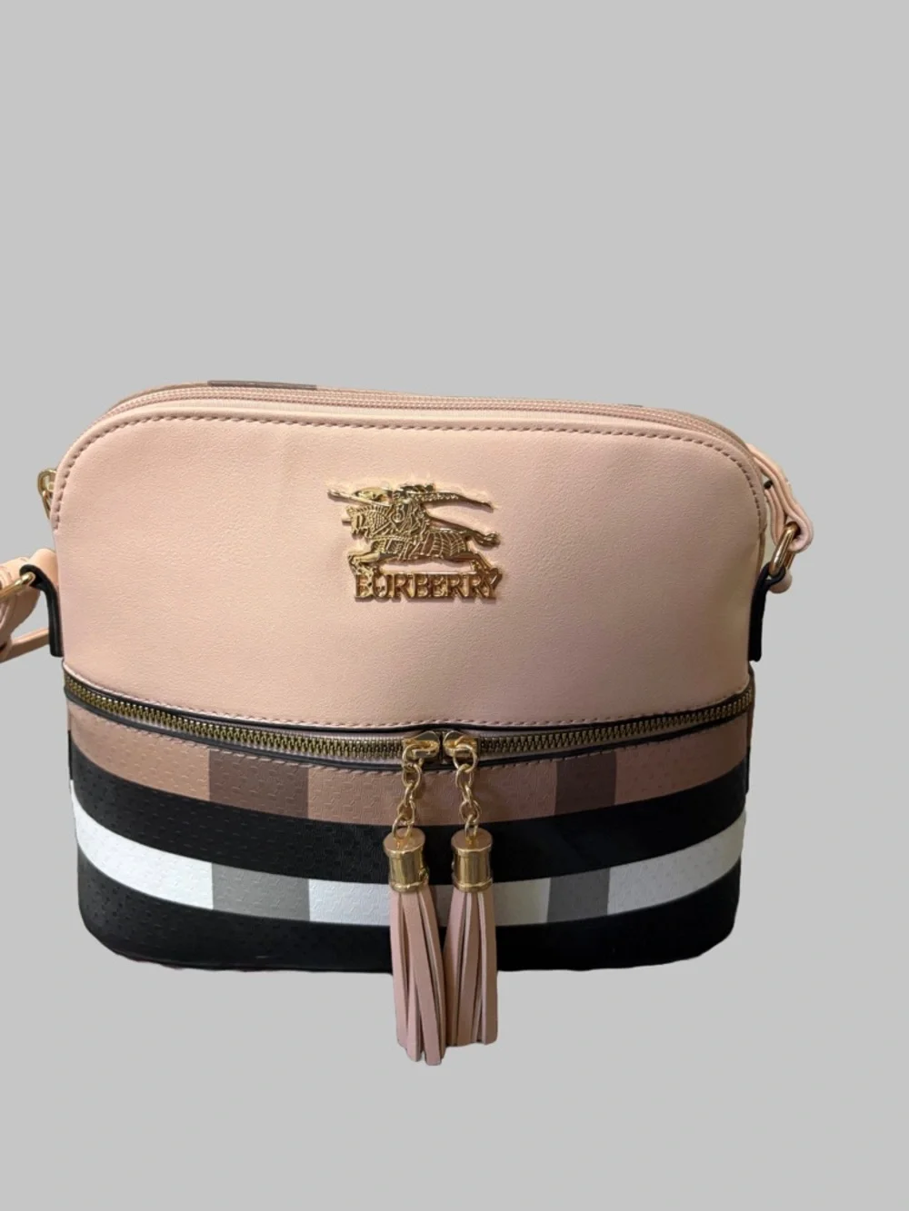 Burberry Blush Pink Crossbody with Signature Stripes and Tassel - Picture 6 of 6